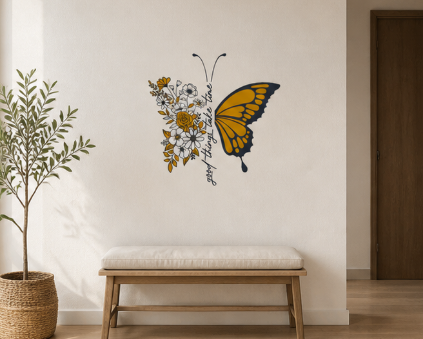 Elegant Butterfly Floral Wall Sticker | Premium Peel & Stick Wall Decor