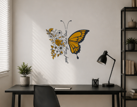 Elegant Butterfly Floral Wall Sticker | Premium Peel & Stick Wall Decor
